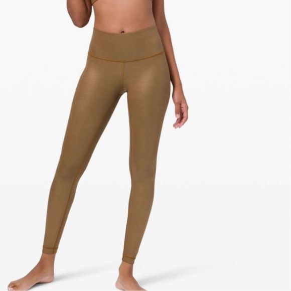 lululemon athletica Pants - Lululemon wunder under smooth high rise copper matte metallic leggings 4